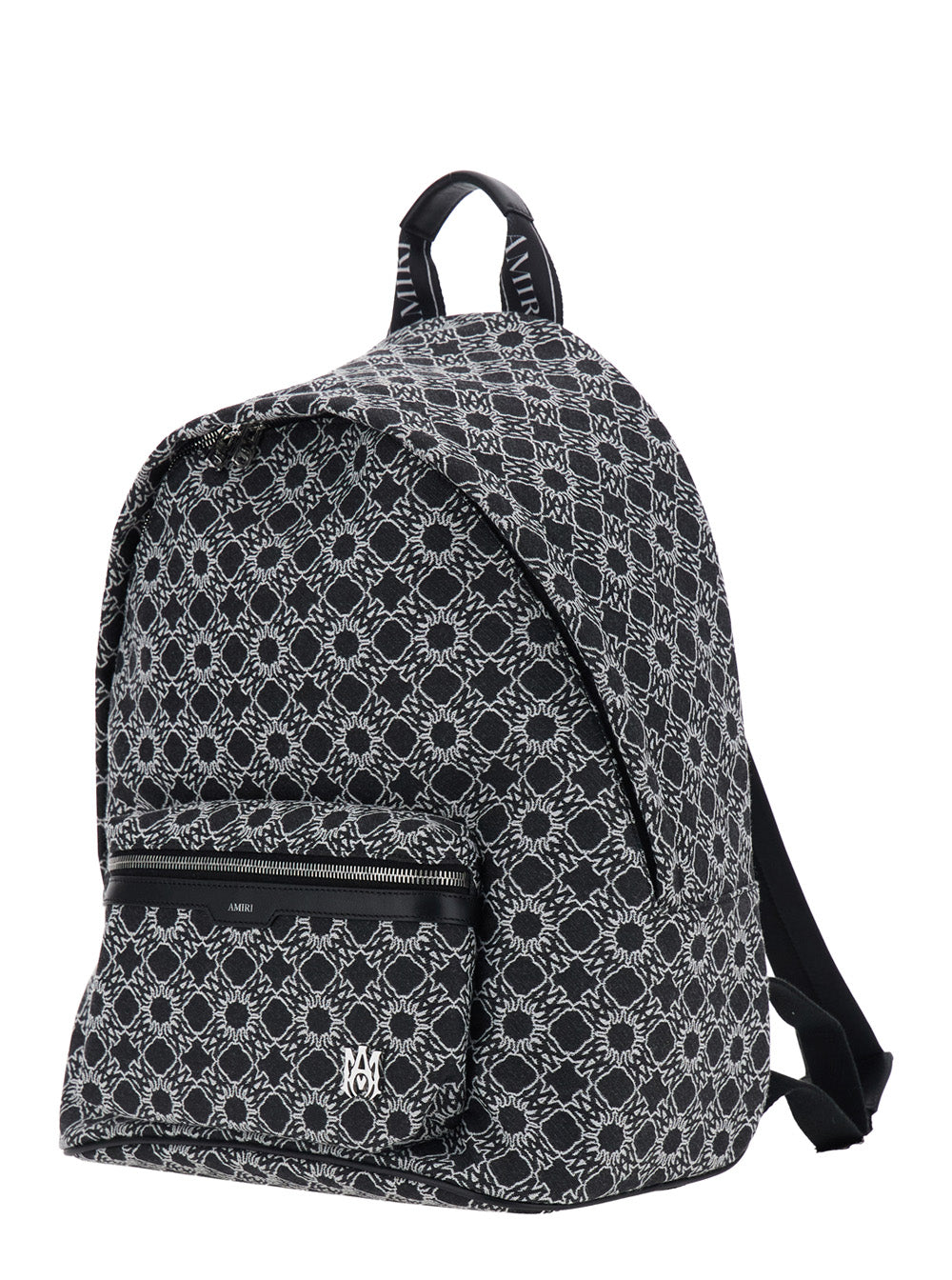 AMIRI Amiri Men 'Ma Quad' Black Backpack With All-Over Logo Print And Adjustable Straps In Tech Fabric For Men