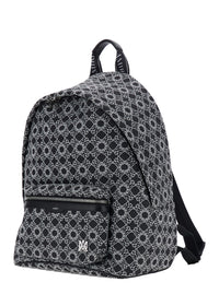 AMIRI Amiri Men 'Ma Quad' Black Backpack With All-Over Logo Print And Adjustable Straps In Tech Fabric For Men