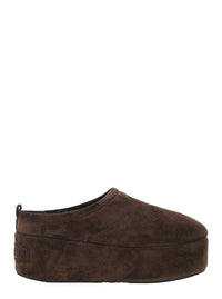 Balenciaga Women 'Alaska' Brown Mule With High Platform And Logo Lettering On The Front In Suede For Women