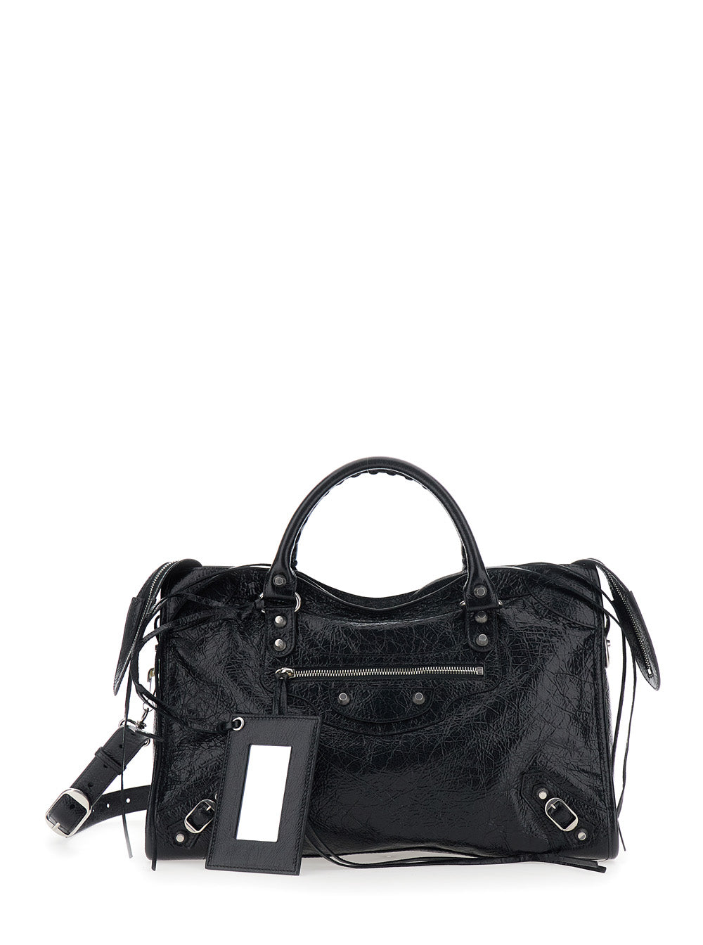 BALENCIAGA Balenciaga Women 'Le City Bag' Black Medium Handbag With Adjustable And Removable Shoulder Strap And Removable Mirror In Leather For Women