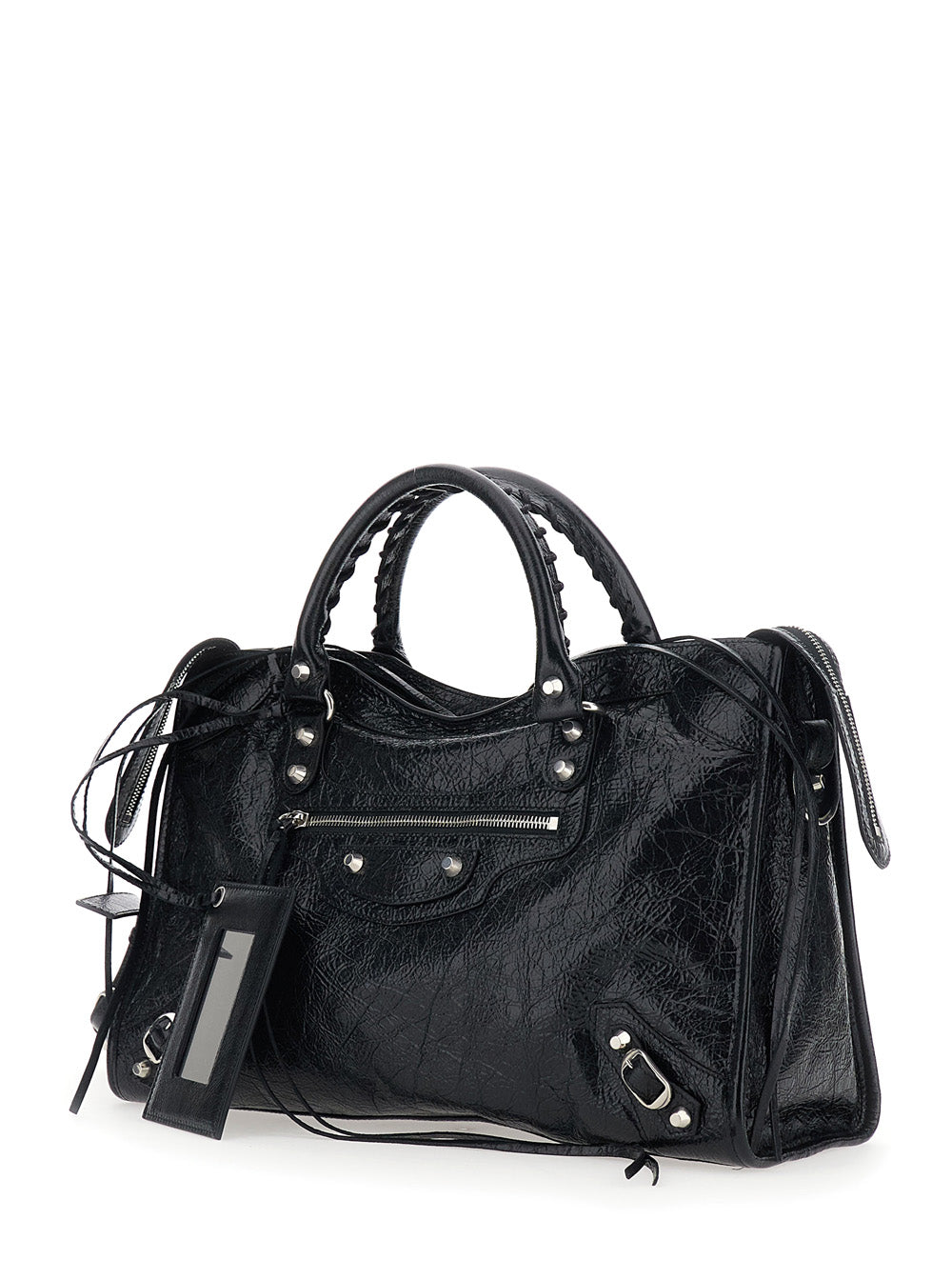 BALENCIAGA Balenciaga Women 'Le City Bag' Black Medium Handbag With Adjustable And Removable Shoulder Strap And Removable Mirror In Leather For Women