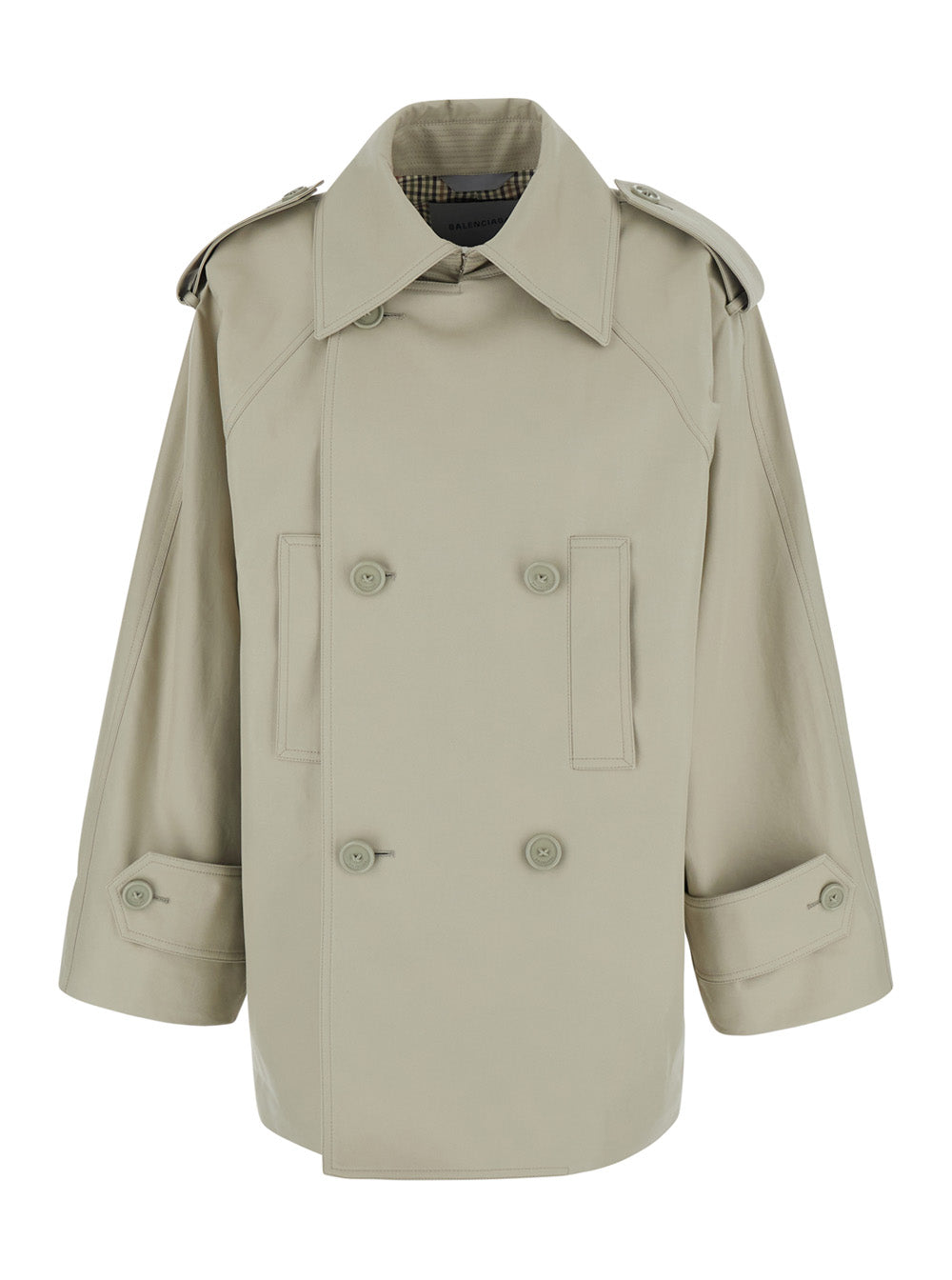 Balenciaga Women Beige Oversized Trench With Wide Collar And Button Cuffs In Cotton For Women
