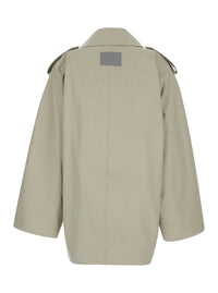 Balenciaga Women Beige Oversized Trench With Wide Collar And Button Cuffs In Cotton For Women