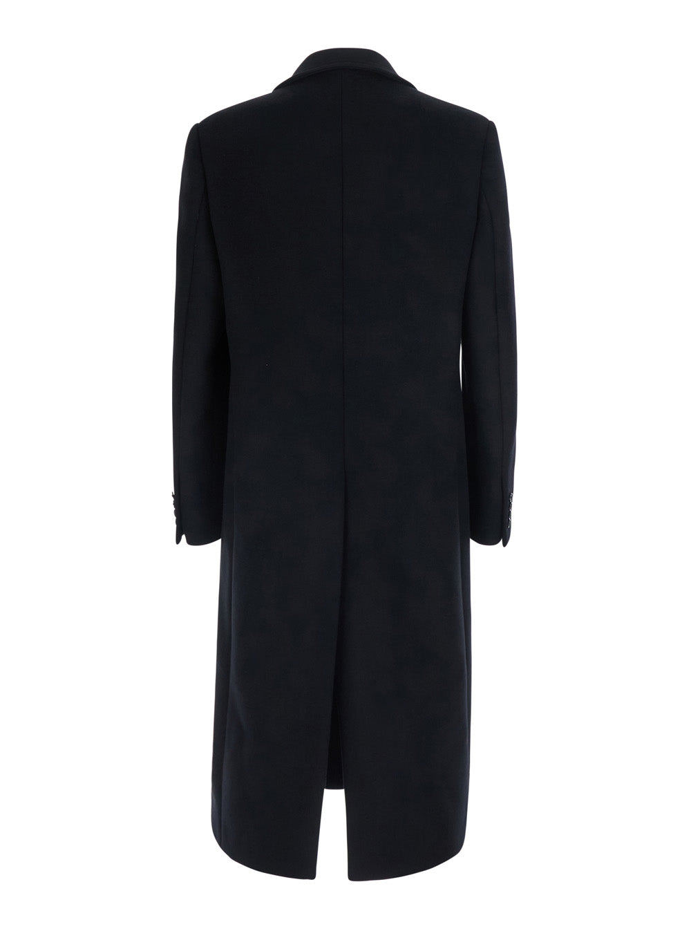 Balenciaga Men Black Double-Breasted Coat With Notched Revers In Cotton For Men