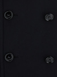 Balenciaga Men Black Double-Breasted Coat With Notched Revers In Cotton For Men