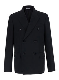 BALENCIAGA Balenciaga Men Black Double-Breasted Jacket With Peak Revers In Wool For Men
