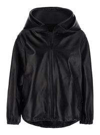 Balenciaga Women Black Jacket With Hood And Dropped Shoulders In Leather For Women