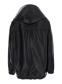 Balenciaga Women Black Jacket With Hood And Dropped Shoulders In Leather For Women