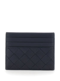 Bottega Veneta Men Blue Cardholder With Intreccio Motif In Leather For Men