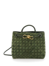 Bottega Veneta Women Small Andiamo Intrecciato 15 Glove Suede Cachemire