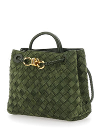 Bottega Veneta Women Small Andiamo Intrecciato 15 Glove Suede Cachemire