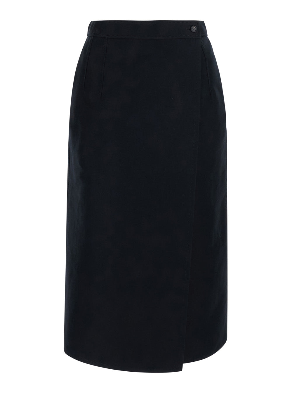 BOTTEGA VENETA Bottega Veneta Women Black High-Waisted Skirt With Single Front Slit In Cotton For Women