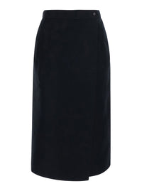 BOTTEGA VENETA Bottega Veneta Women Black High-Waisted Skirt With Single Front Slit In Cotton For Women