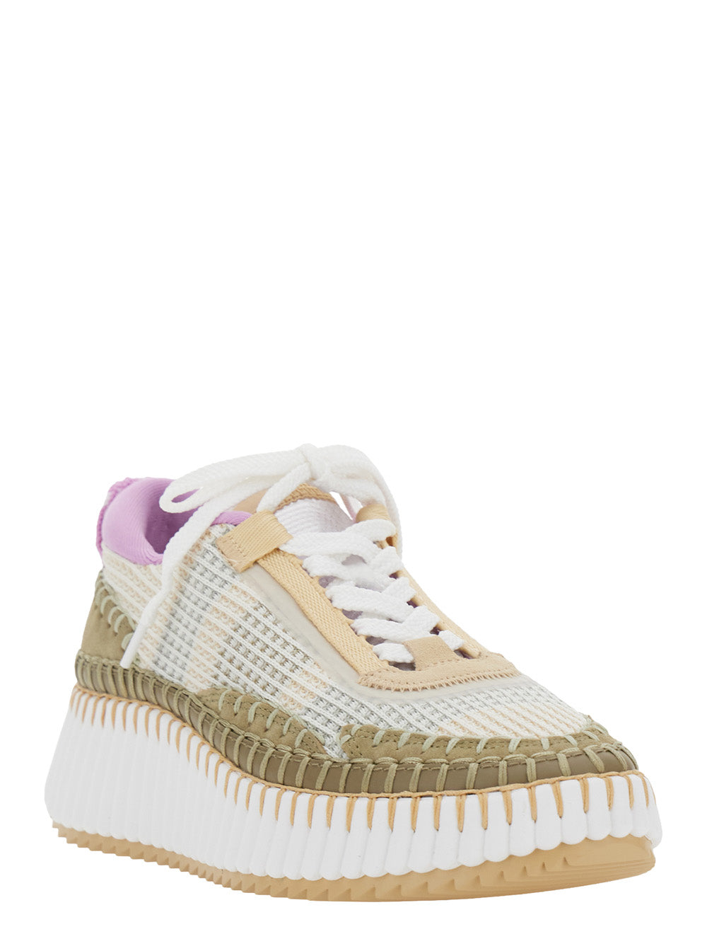 Chloé Women 'Nama' Beige Sneakers With High Platform And Contrasting Details In Suede For Women