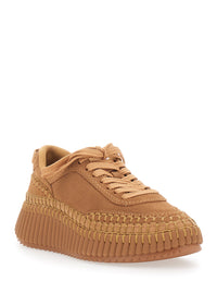 CHLOÉ Chloé Women 'Nama' Beige Sneakers With High Platform And Logo Patch On The Tongue In Suede For Women