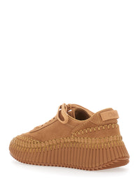CHLOÉ Chloé Women 'Nama' Beige Sneakers With High Platform And Logo Patch On The Tongue In Suede For Women