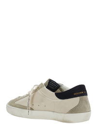 Golden Goose Men 'Superstar' Beige Low Top Sneakers With Star Patch On The Side And Contrasting Heel With Logo Lettering In Suede For Men