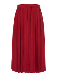Gucci Women Red Pleated Skirt With Chain Gg Motif In Silk For Women