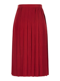 Gucci Women Red Pleated Skirt With Chain Gg Motif In Silk For Women