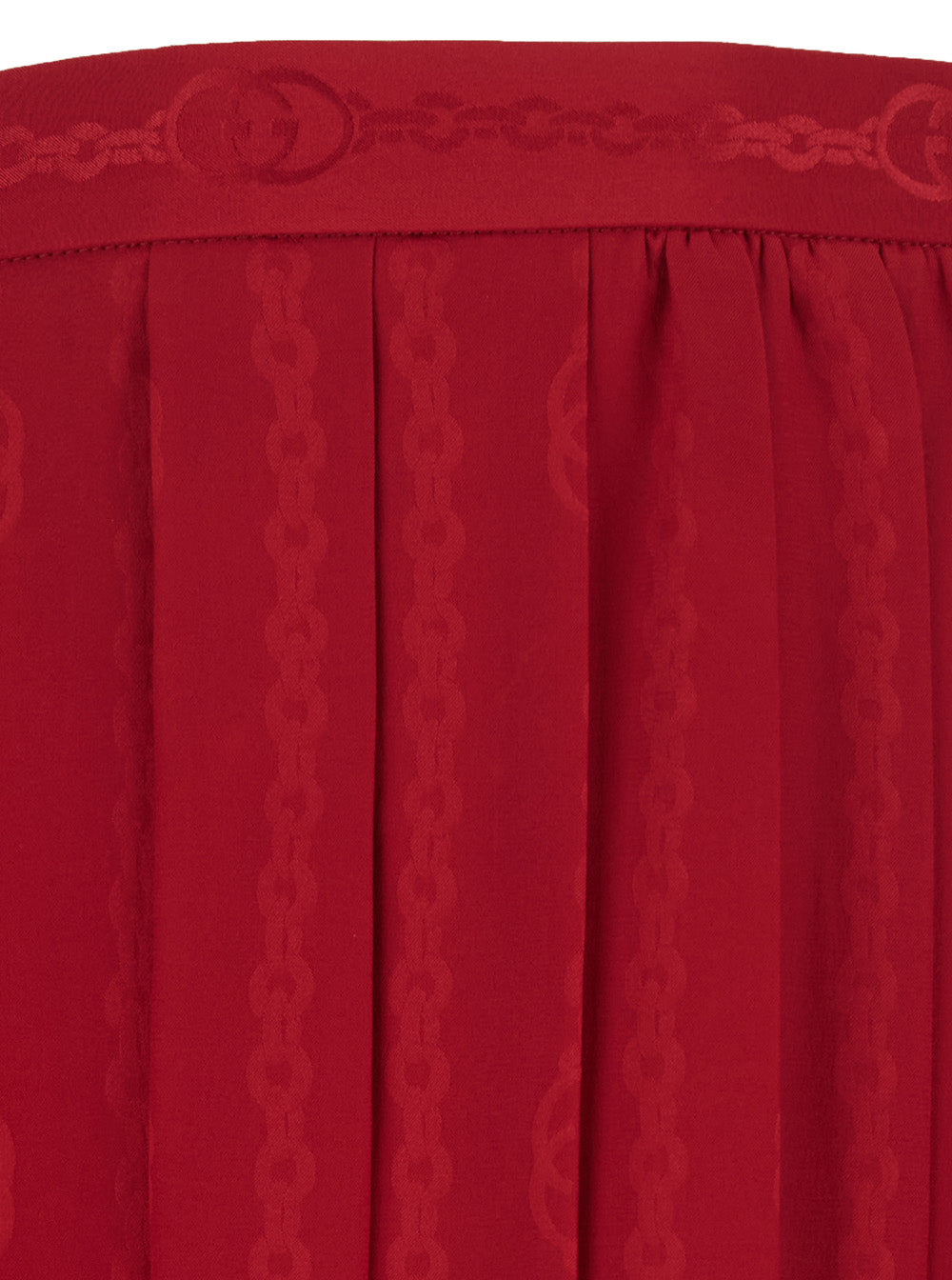 Gucci Women Red Pleated Skirt With Chain Gg Motif In Silk For Women