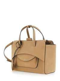 HIDESINS Hidesins Women Beige Medium Handbag With Adjustable Shoulder Strap And Front Pocket In Suede For Women