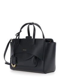 HIDESINS Hidesins Women Black Medium Handbag With Adjustable Shoulder Strap And Front Pocket In Leather For Women