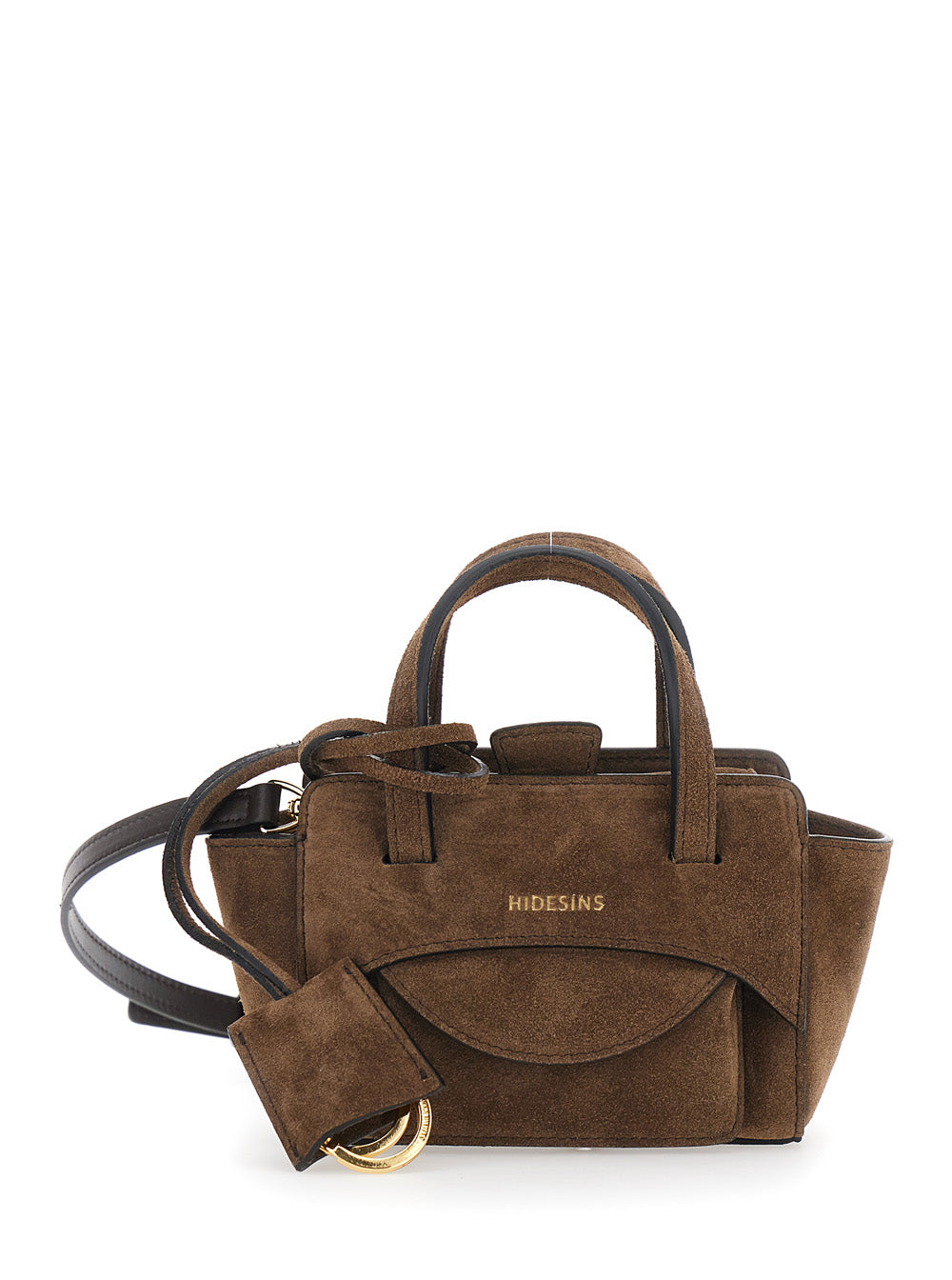 Hidesins Women Brown Mini Handbag With Adjustable Shoulder Strap And Front Pocket In Suede For Women