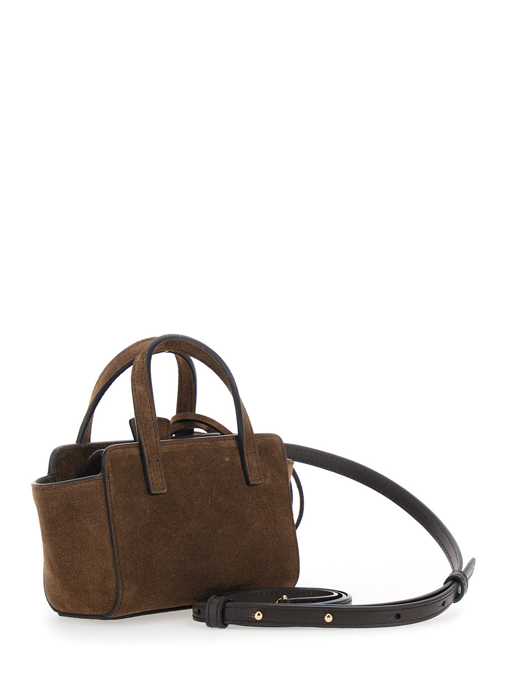 Hidesins Women Brown Mini Handbag With Adjustable Shoulder Strap And Front Pocket In Suede For Women