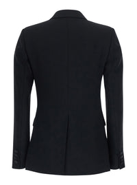 Leplain Women Black Double-Breasted Jacket With Peak Revers In Tech Fabric For Women