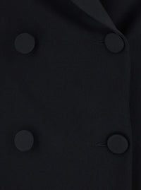 Leplain Women Black Double-Breasted Jacket With Peak Revers In Tech Fabric For Women