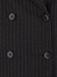 Leplain Women Brown Double-Breasted Jacket With Peak Revers And All-Over Pinstripe In Fabric For Women