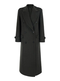 Leplain Women Green Long Oversized Coat With Notched Collar And Double-Breasted Closure In Fabric For Women