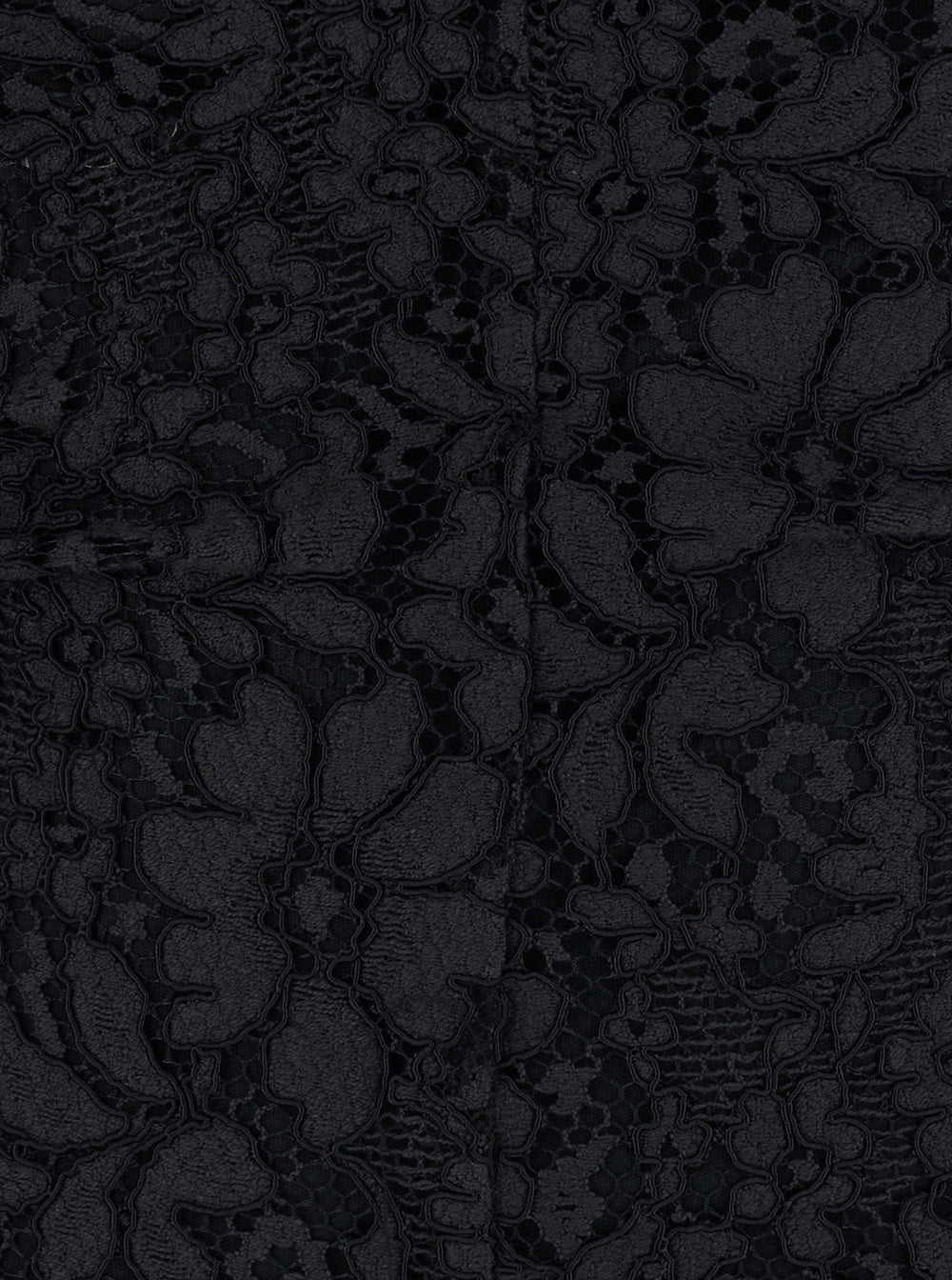 Leplain Women Black Long Dress With Round Neck And All-Over Lace Embroidery In Fabric For Women