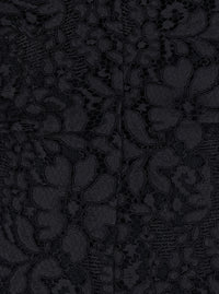 Leplain Women Black Long Dress With Round Neck And All-Over Lace Embroidery In Fabric For Women