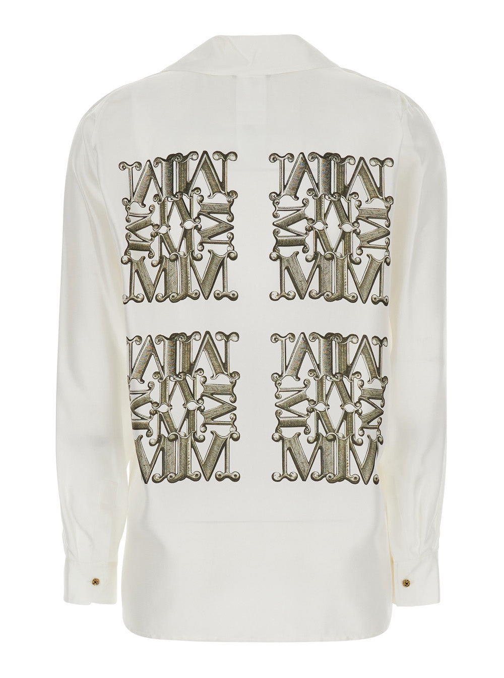 Max Mara Women 'Filtro' White Shirt With Classic Collar And All-Over Logo Print In Silk For Women