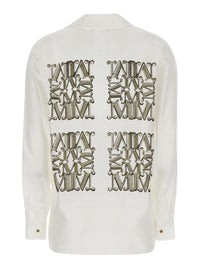 Max Mara Women 'Filtro' White Shirt With Classic Collar And All-Over Logo Print In Silk For Women