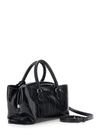 OSOI Osoi Women 'Shell Brot' Black Mini Shoulder Bag With Adjustable And Removable Strap And Pendant On The Front In Leather For Women