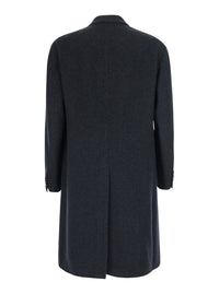 Tagliatore Men Gray Coat With Notched Revers And Button Front Closure In Tech Fabric Men