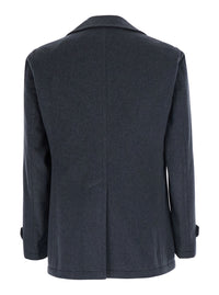 Tagliatore Men Gray Coat With Notched Revers And Button Front Closure In Wool Men