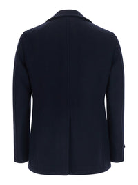 Tagliatore Men Blue Coat With Notched Revers And Button Front Closure In Wool Men