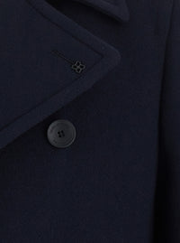 Tagliatore Men Blue Coat With Notched Revers And Button Front Closure In Wool Men