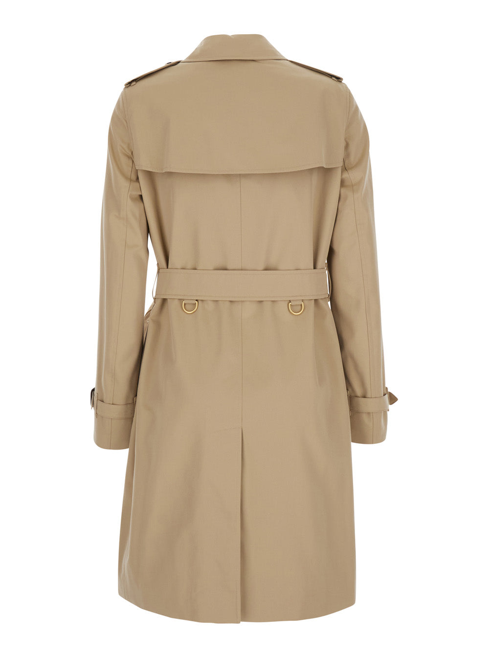Burberry Women 'Kensington' Beige Double-Breasted Short Trench Coat With Waist Belt In Cotton For Women