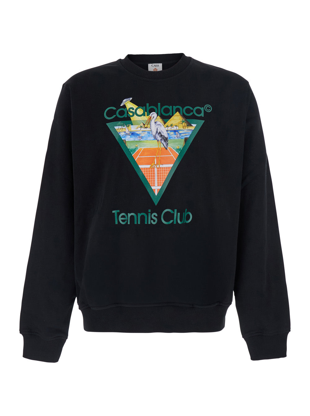 Casablanca Men Black Crewneck Sweatshirt With Logo Print On The Front In Cotton For Men