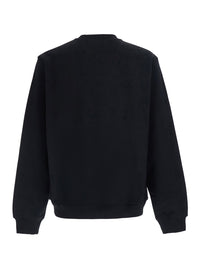 Casablanca Men Black Crewneck Sweatshirt With Logo Print On The Front In Cotton For Men