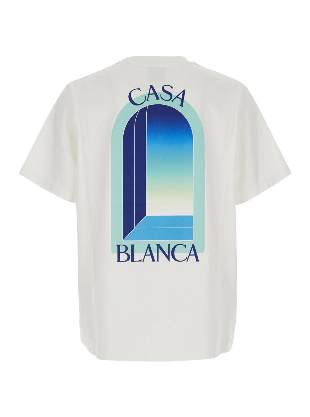 Casablanca Men White T-Shirt With Logo Print On The Front And Back In Cotton For Men