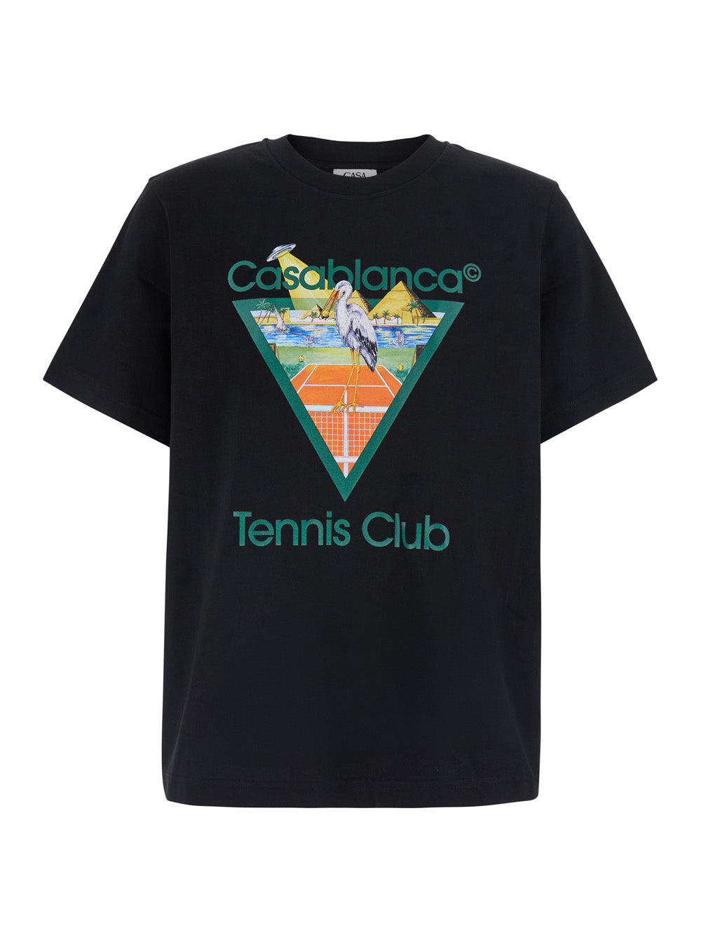 Casablanca Men Black Crew Neck T-Shirt With Logo Print On The Front In Cotton Men