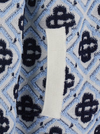 Casablanca Men Light Blue Hooded Sweatshirt With Drawstring And All-Over Logo Motif In Wool Man