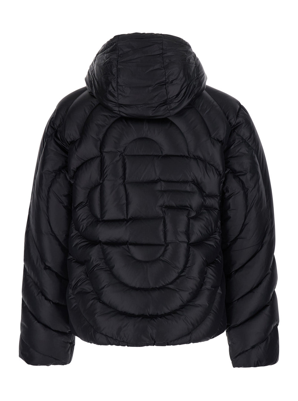 Casablanca Men Black Down Jacket With Fixed Hood And Monogram Design In Tech Fabric For Men