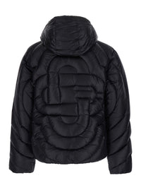 Casablanca Men Black Down Jacket With Fixed Hood And Monogram Design In Tech Fabric For Men