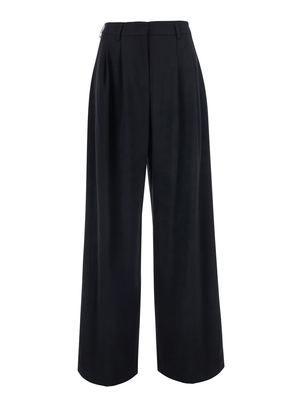 Leplain Women Black Pants With Front Pleats In Wool Blend For Women